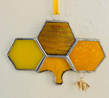Honeycomb & Bee Suncatcher - Stained Glass Art With Luminar Glass Studios - 25th July 2.30pm - 5pm